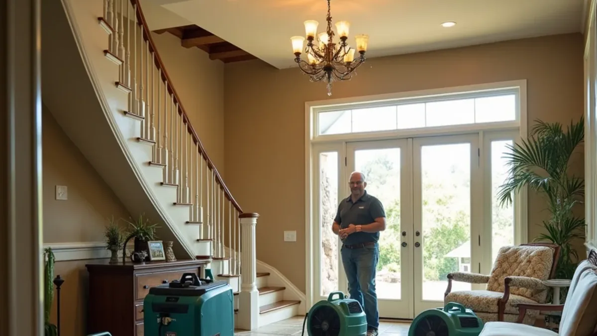 Drying equipment set up in a large custom home in the Blackhawk community near Danville CA