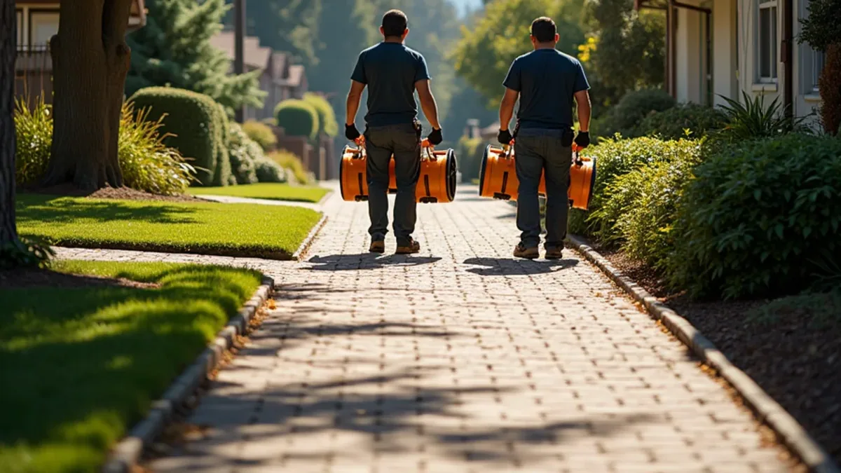 Restoration crew arriving at a custom home in Danville CA near the Iron Horse Trail
