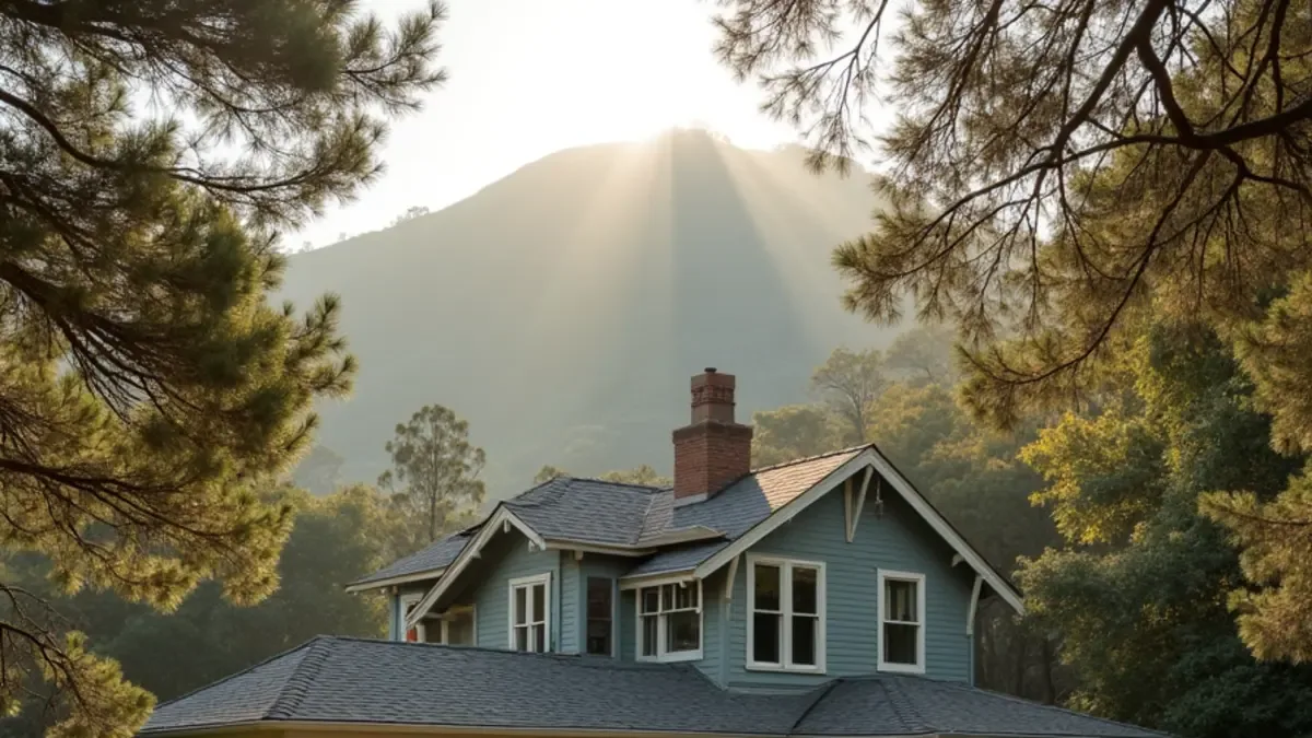 Estate home at the base of Mount Diablo in Diablo CA with restoration equipment on the drive