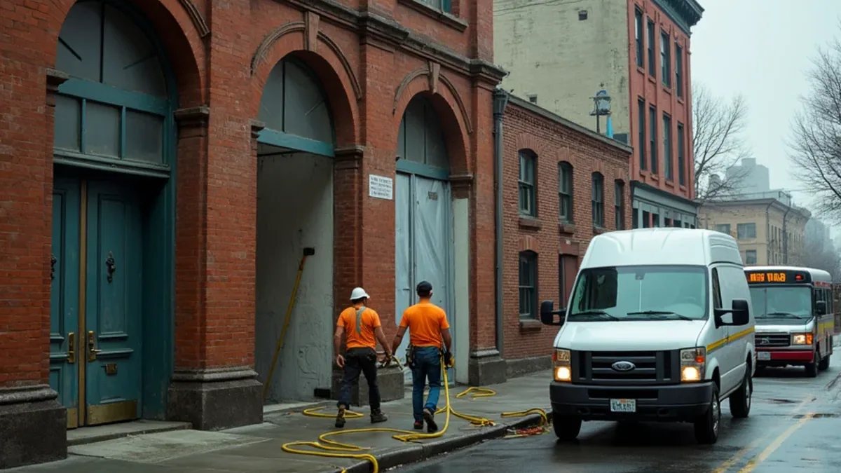Commercial water damage response at a converted brick building in Oakland CA