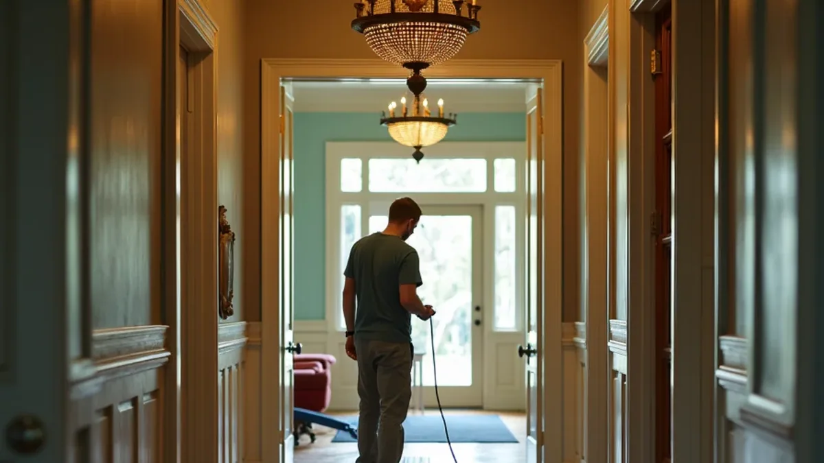 Careful drying work on original hardwood in a 1920s estate home in Piedmont CA