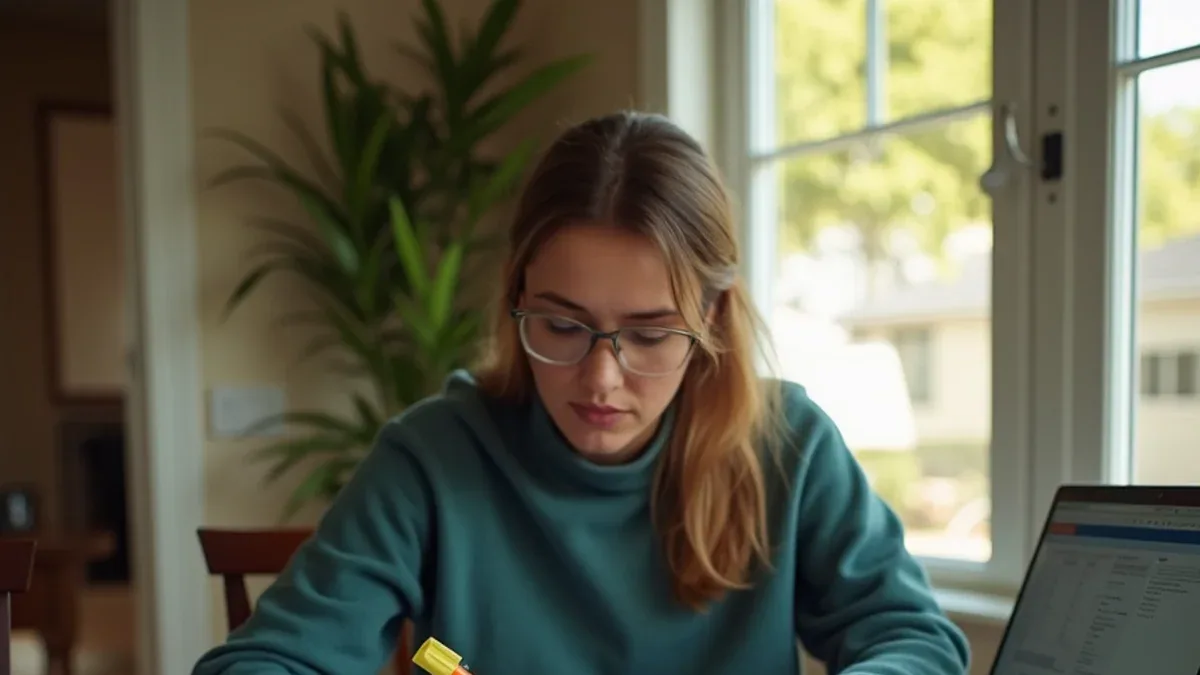 Homeowner reviewing an insurance policy declarations page after water damage in a California home