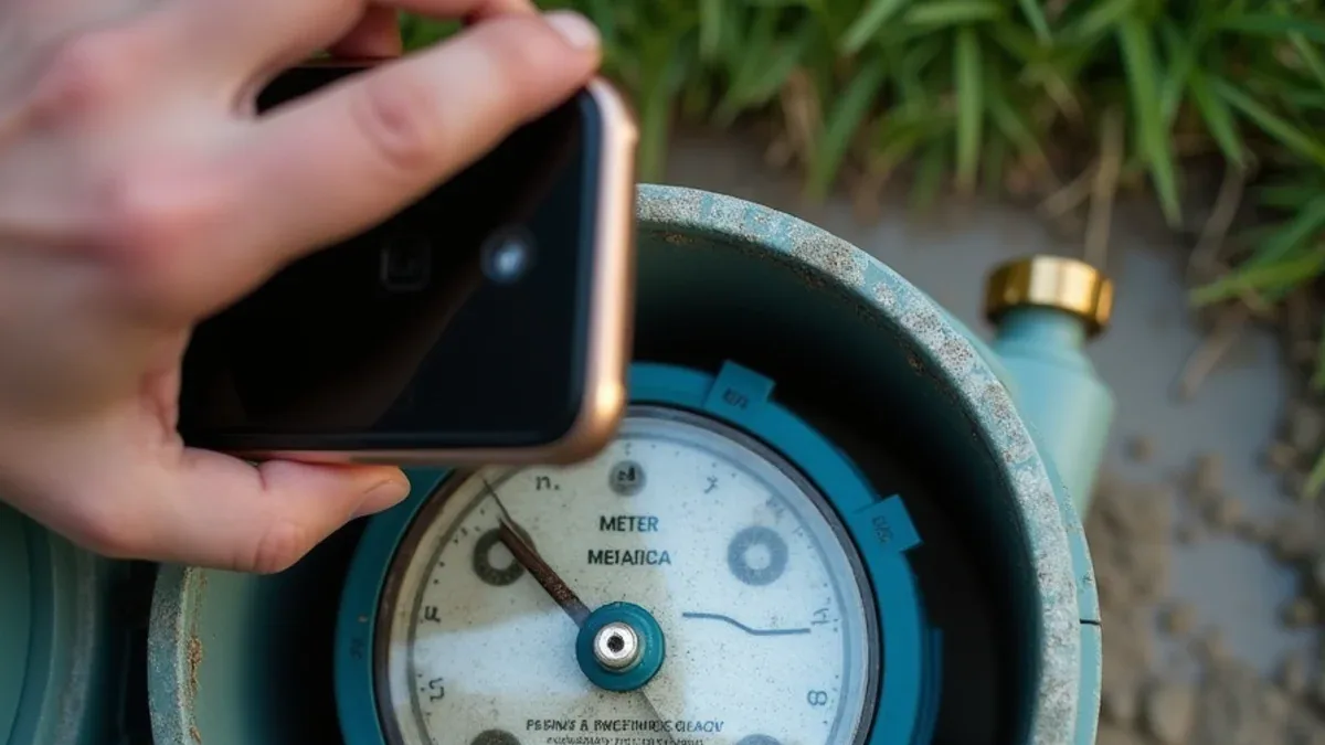 Water meter leak indicator dial turning with all fixtures off at a Lafayette CA property