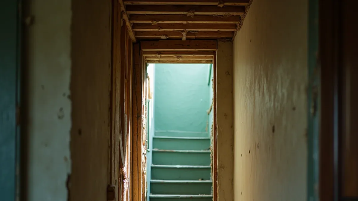 Early-century Martinez house interior with original lath and plaster exposed