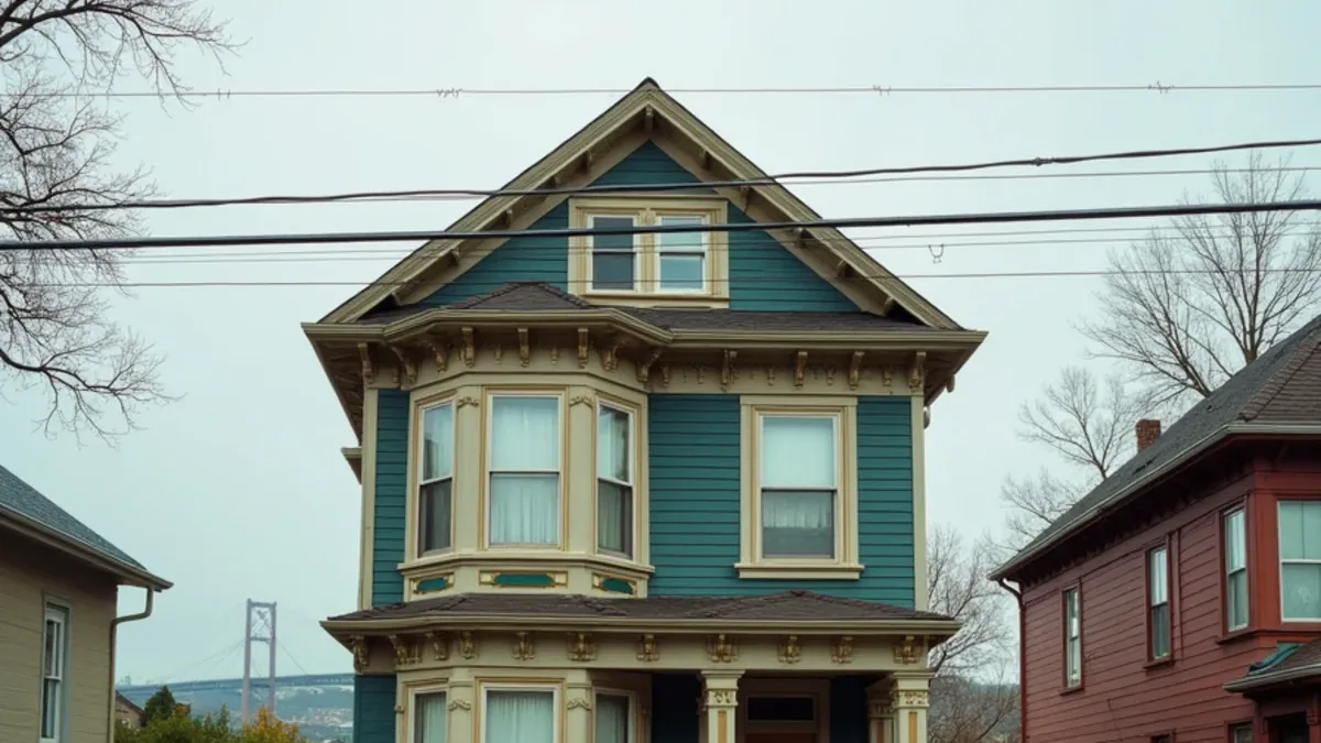 Victorian-era Vallejo house on a street near the strait