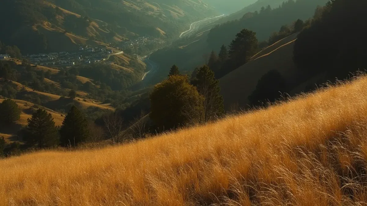 View across the Lamorinda hills toward Mount Diablo from above Lafayette CA