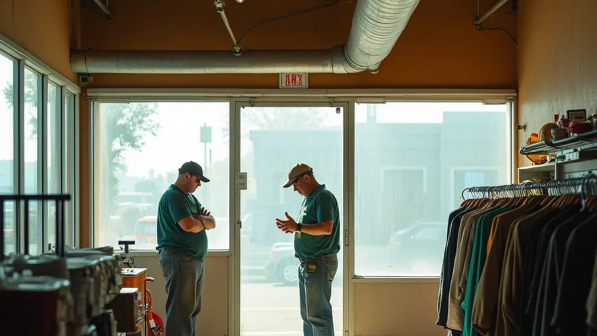 Commercial water damage crew setting containment in a Mt Diablo Boulevard retail space in Lafayette CA